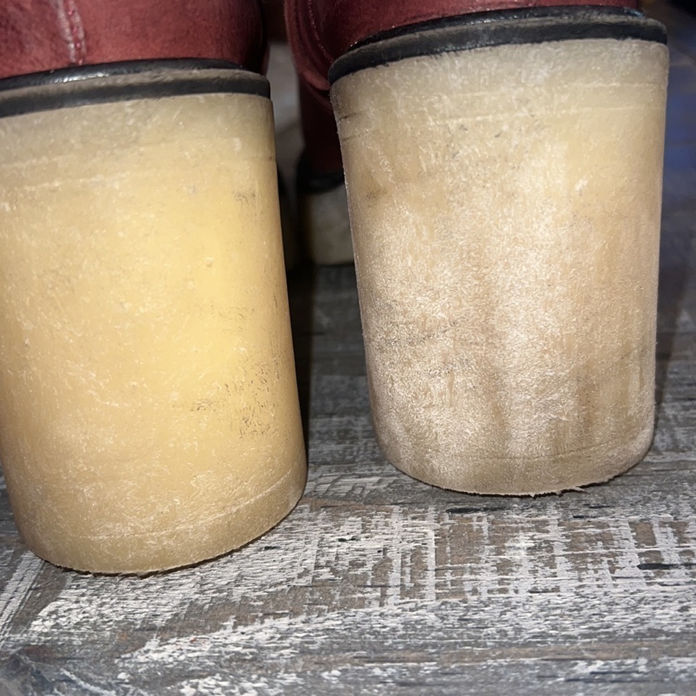 NWOT ▶️ Free People ◀️ James Wine Leather Heeled Chelsea Boots EU 37 - Picture 15 of 17